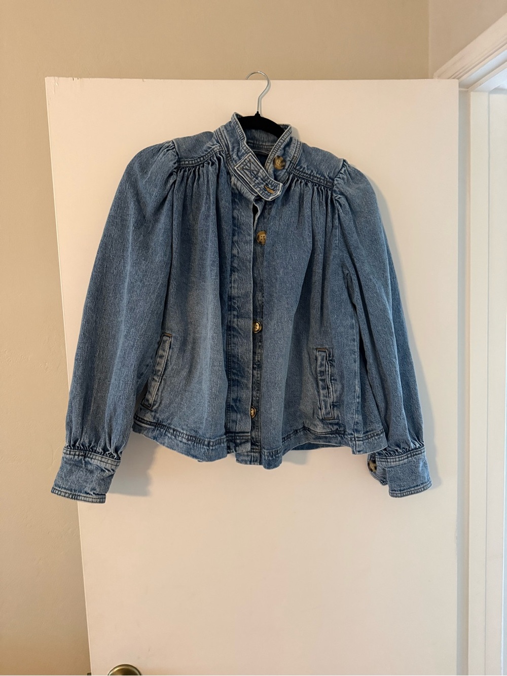 Light Blue Denim women’s Jacket with Button Front